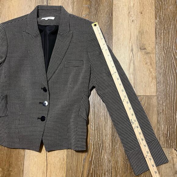 VTG Emanuel Ungaro Houndstooth Wool Blazer 3 Button Tie Back Lined Gray Size 14 - Picture 11 of 11